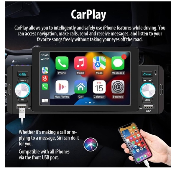 NEW 5 inch Din car stereo Bluetooth, remote control, touchscreen back up camera - Picture 3 of 16